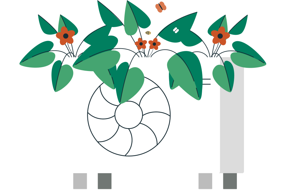 Varmepumpe med blomster